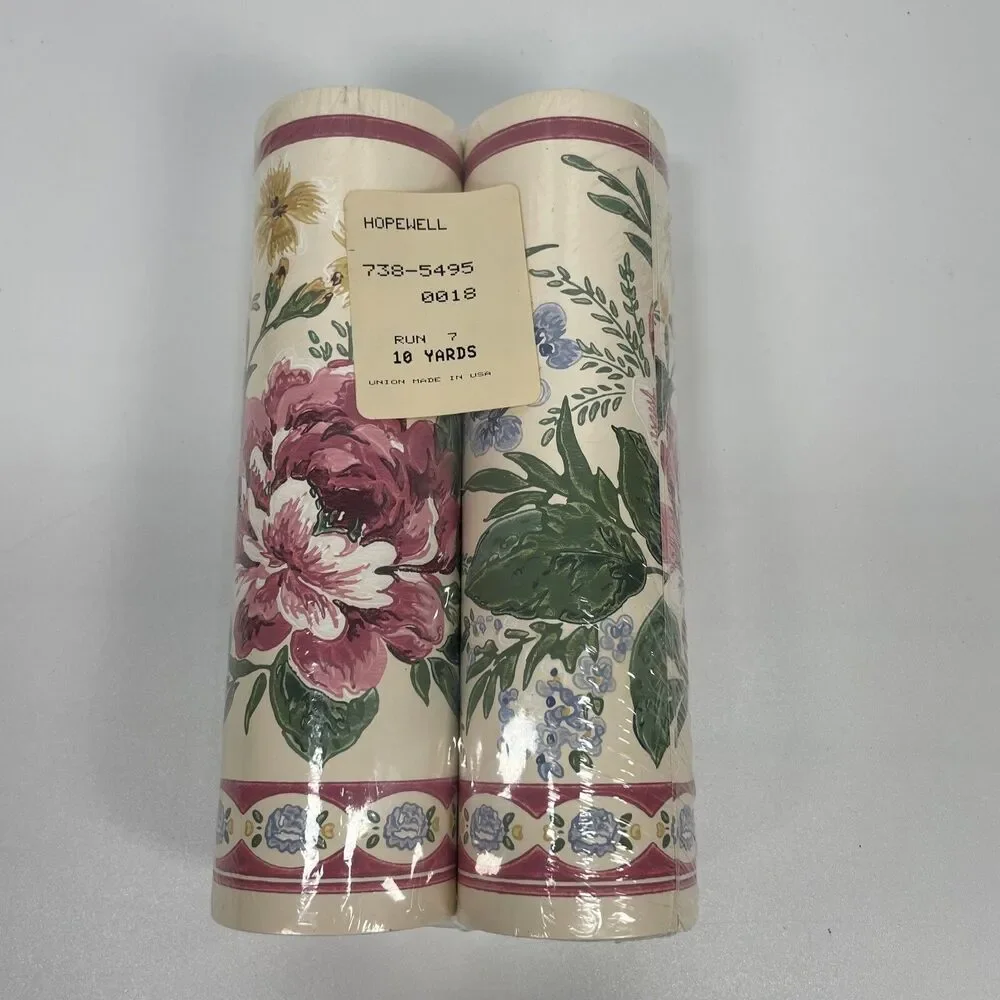 Vintage '96 Flower Boarder Wallpaper Border 10 Yards Hopewell 738-5495 0018 USA